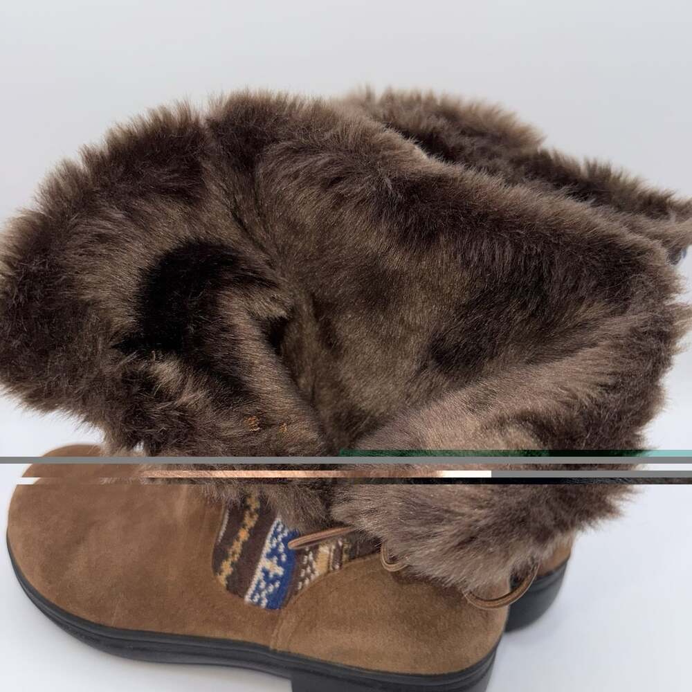 Alegria Nanook Cozy Choco Boots Brown Suede Knit Faux Fur Lining Size EU:39 US:9 - Picture 6 of 13